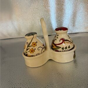 Pier 1 Floral Ceramic Salt and Pepper Shakers - Multicolor